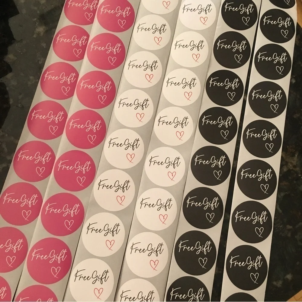 60 Count - Variety Starter Pack “Free Gift” Stickers, Pink, White, Black, 1.5 in
